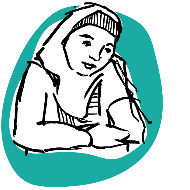 Illustration of young woman wearing a head-scarf