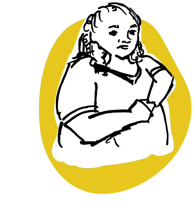 Illustrated woman on a yellow background